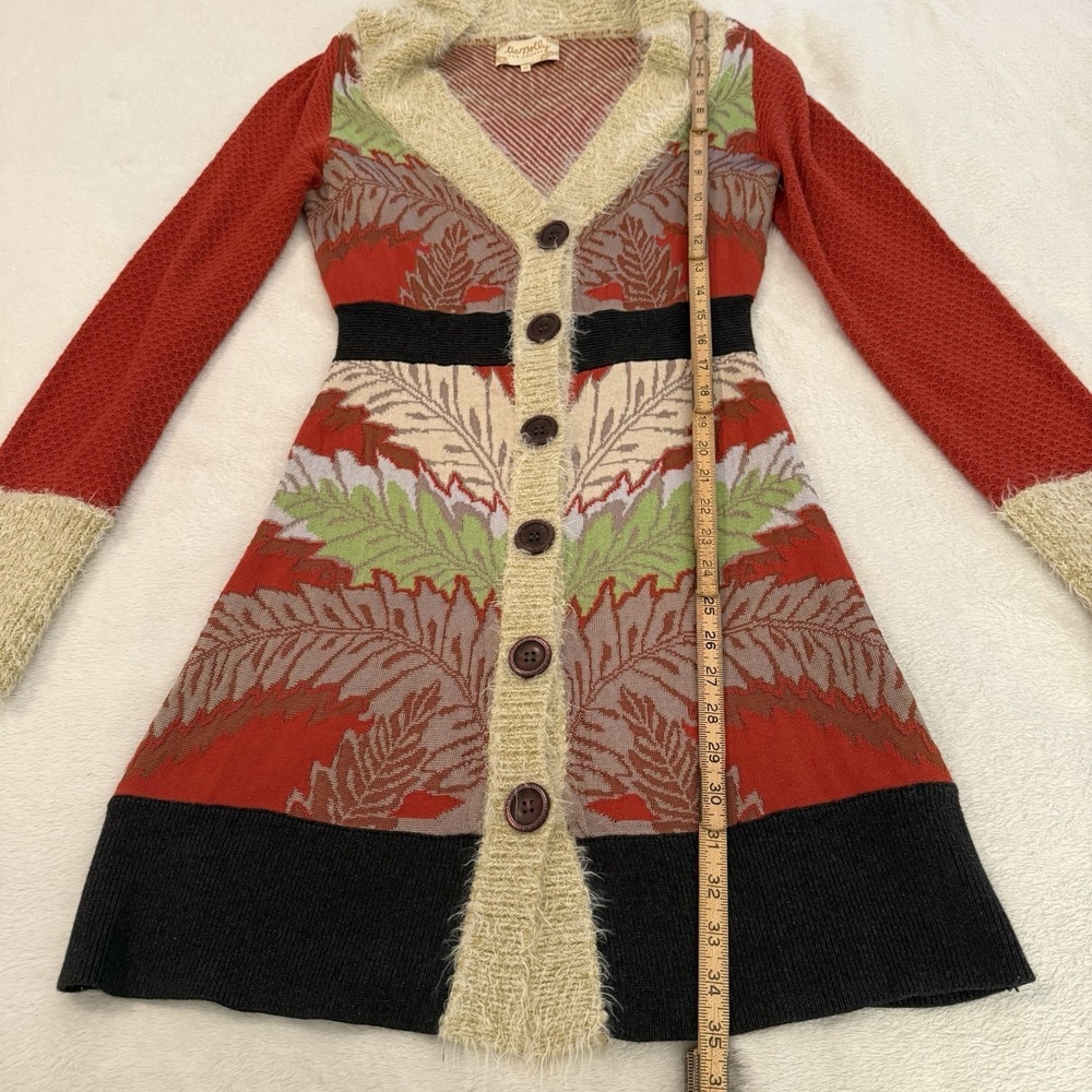 Anthropologie Lia Molly New Orleans Holiday Fern Hooded Cardigan XS Boho Artsy - Picture 7 of 14